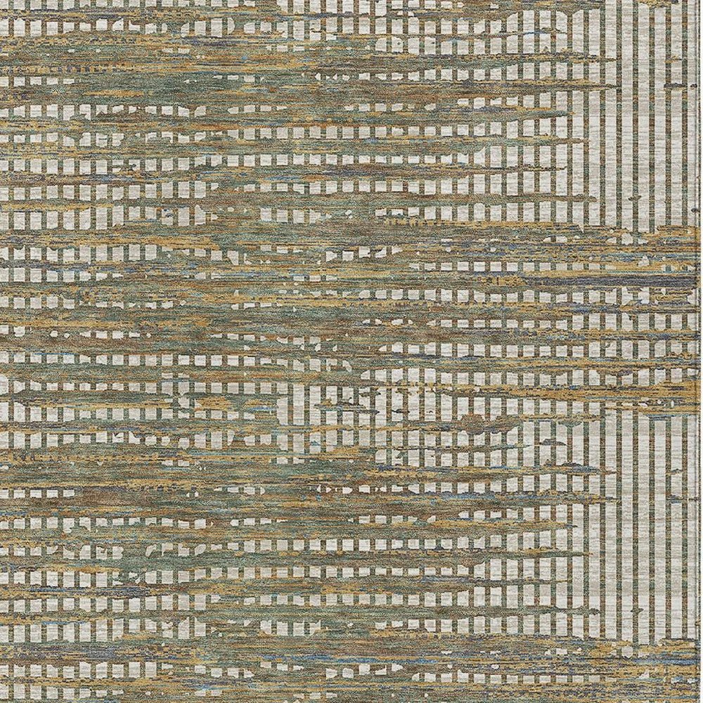 10' X 14' Beige And Brown Abstract Washable Indoor Outdoor Area Rug HomeRoots