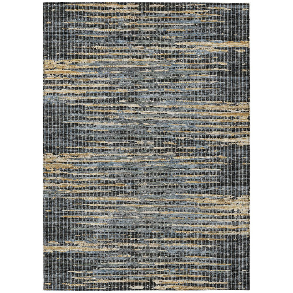 3' X 5' Black And Graphite Abstract Washable Indoor Outdoor Area Rug HomeRoots