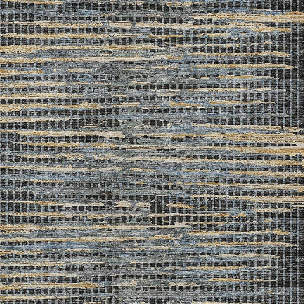 5' X 8' Black And Graphite Abstract Washable Indoor Outdoor Area Rug HomeRoots
