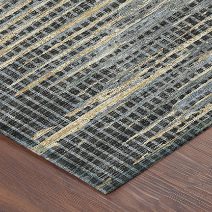 5' X 8' Black And Graphite Abstract Washable Indoor Outdoor Area Rug HomeRoots