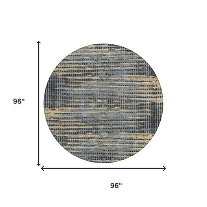 8' Black And Graphite Round Abstract Washable Indoor Outdoor Area Rug HomeRoots