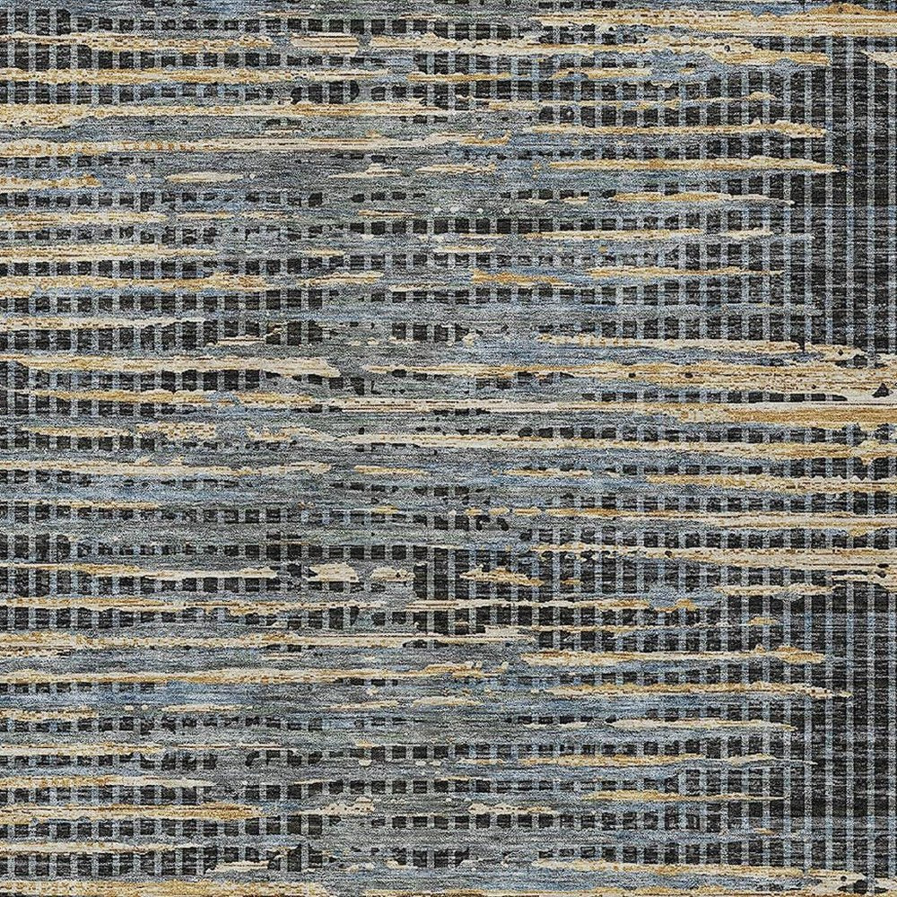9' X 12' Black And Graphite Abstract Washable Indoor Outdoor Area Rug HomeRoots