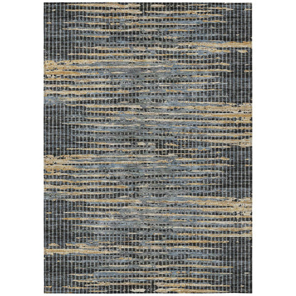 9' X 12' Black And Graphite Abstract Washable Indoor Outdoor Area Rug HomeRoots
