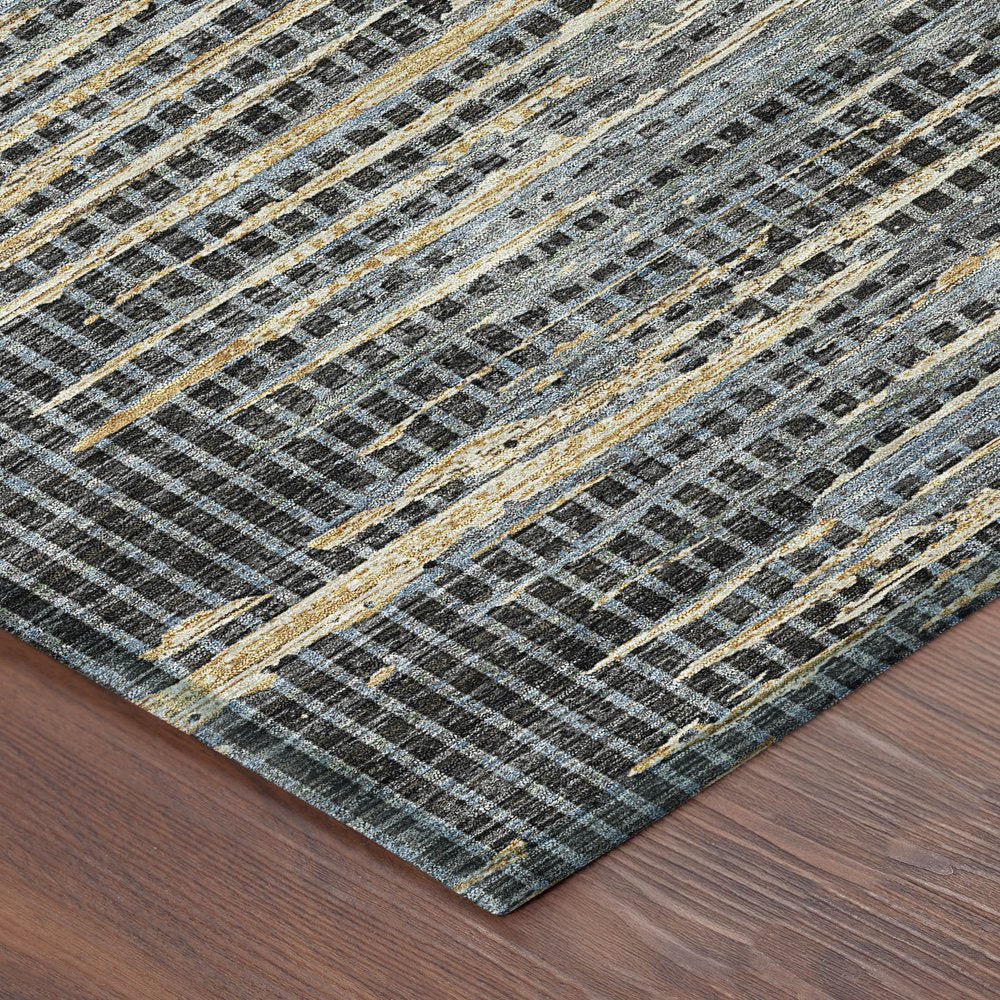 9' X 12' Black And Graphite Abstract Washable Indoor Outdoor Area Rug HomeRoots