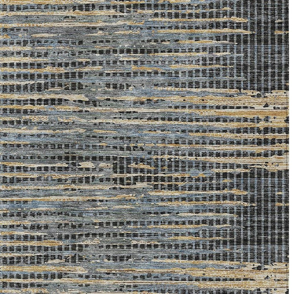 10' X 14' Black And Graphite Abstract Washable Indoor Outdoor Area Rug HomeRoots