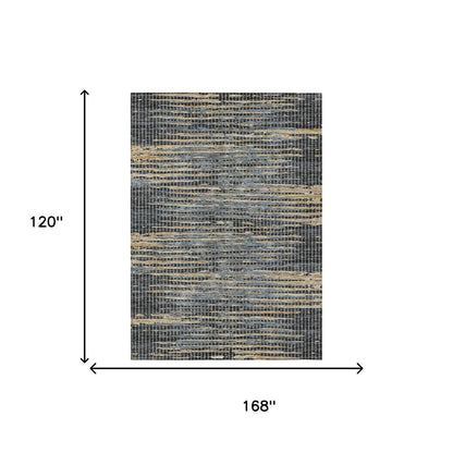 10' X 14' Black And Graphite Abstract Washable Indoor Outdoor Area Rug HomeRoots