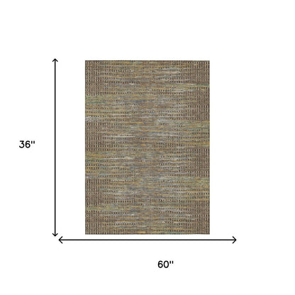 3' X 5' Brown And Taupe Abstract Washable Indoor Outdoor Area Rug HomeRoots