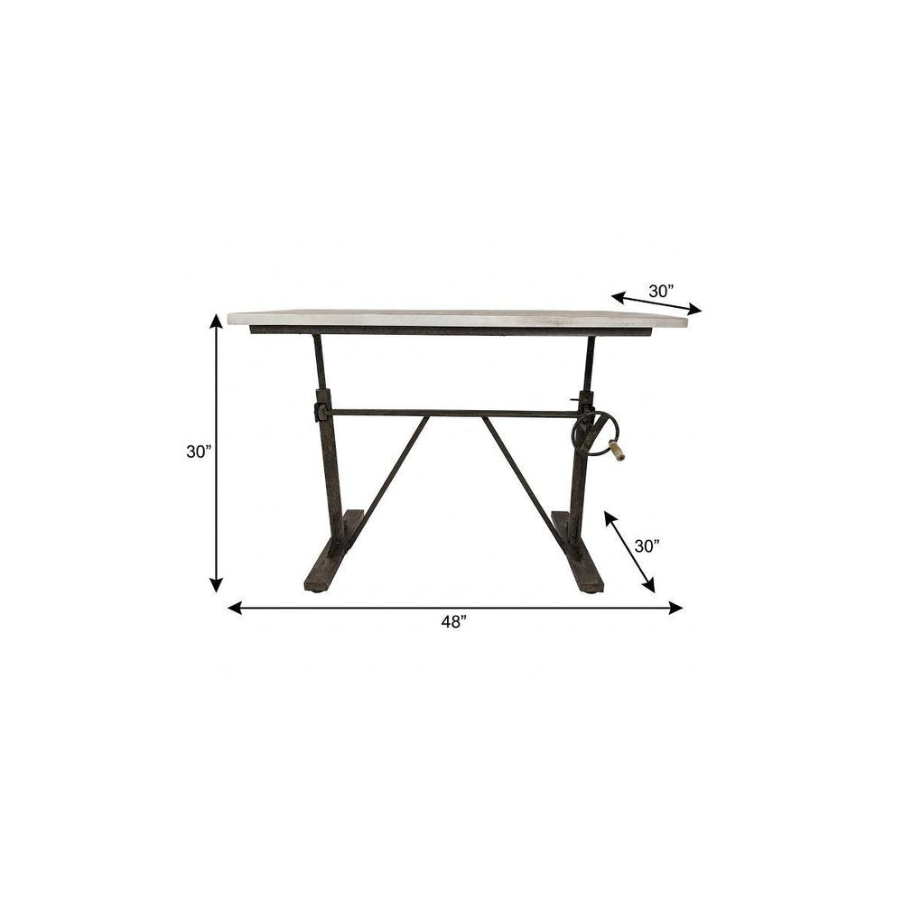 Adjustable Light Gray and Charcoal Solid Wood and Iron Trestle Standing Desk — view 9