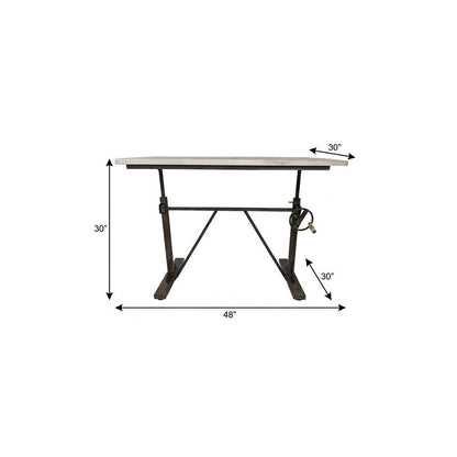 Adjustable Light Gray and Charcoal Solid Wood and Iron Trestle Standing Desk HomeRoots