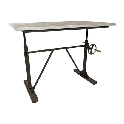 Adjustable Light Gray and Charcoal Solid Wood and Iron Trestle Standing Desk HomeRoots