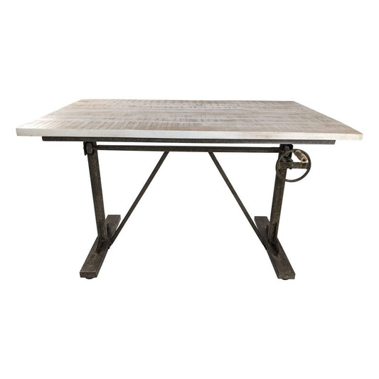 Adjustable Light Gray and Charcoal Solid Wood and Iron Trestle Standing Desk