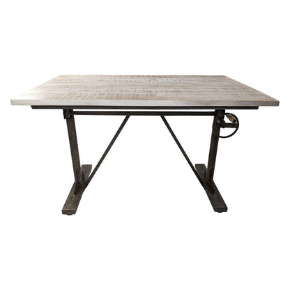 Adjustable Light Gray and Charcoal Solid Wood and Iron Trestle Standing Desk HomeRoots