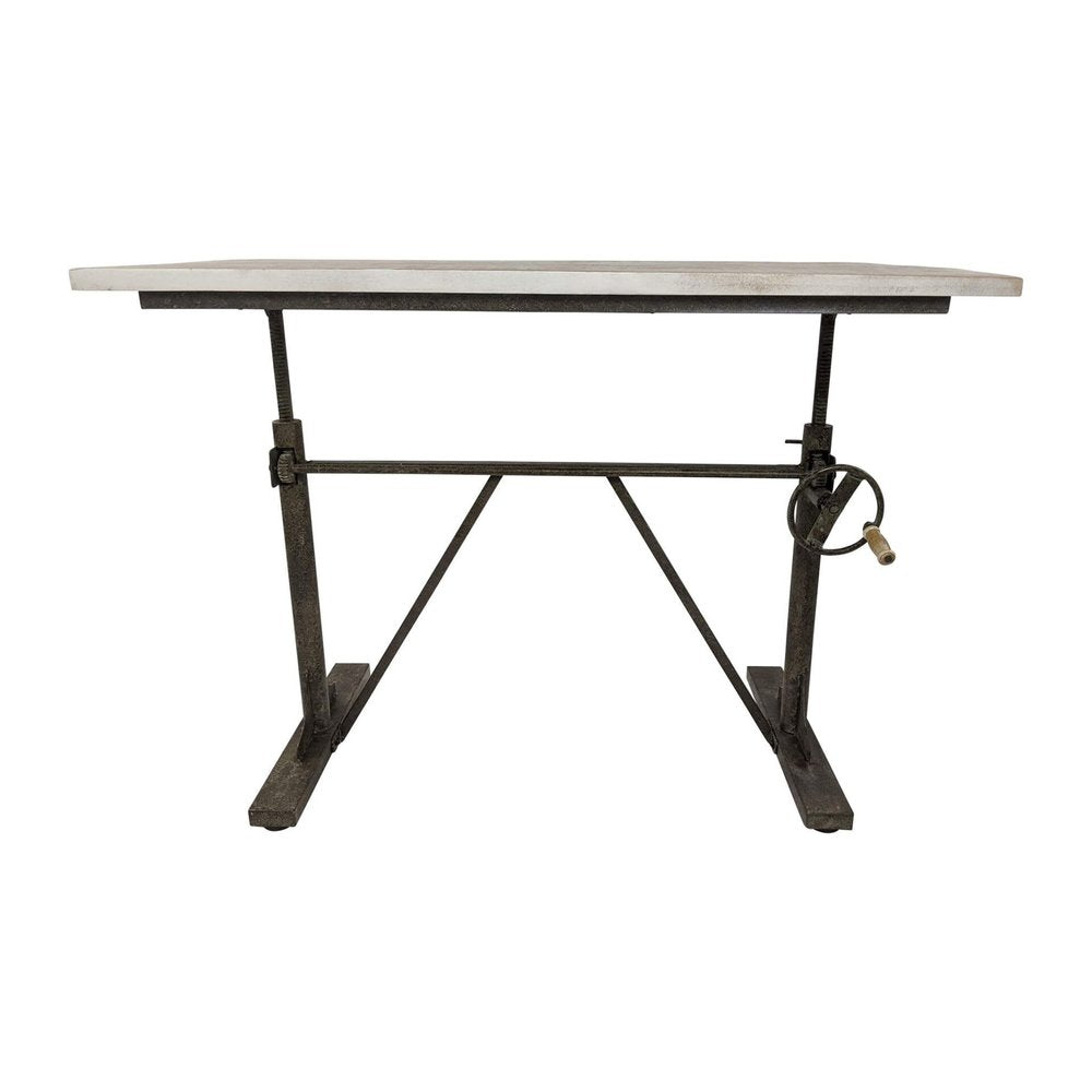 Adjustable Light Gray and Charcoal Solid Wood and Iron Trestle Standing Desk — view 4