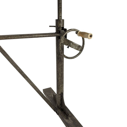 Adjustable Light Gray and Charcoal Solid Wood and Iron Trestle Standing Desk HomeRoots