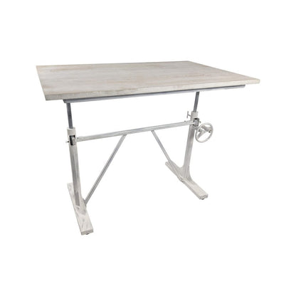 Adjustable Light Gray and Charcoal Solid Wood and Iron Trestle Standing Desk HomeRoots