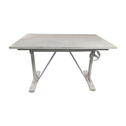 Adjustable Light Gray and Charcoal Solid Wood and Iron Trestle Standing Desk HomeRoots