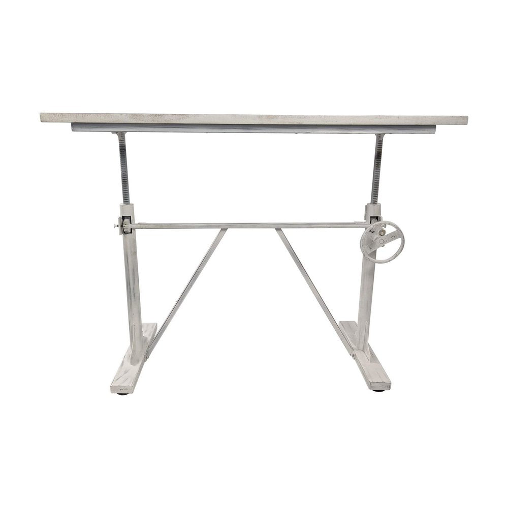 Adjustable Light Gray and Charcoal Solid Wood and Iron Trestle Standing Desk HomeRoots