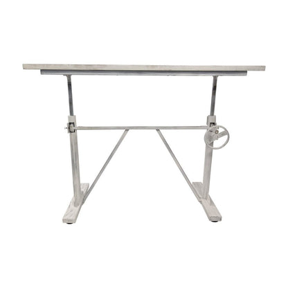 Adjustable Light Gray and Charcoal Solid Wood and Iron Trestle Standing Desk HomeRoots