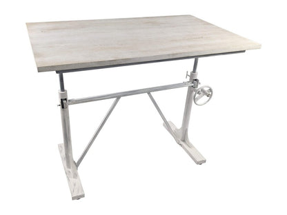 Adjustable Light Gray and Charcoal Solid Wood and Iron Trestle Standing Desk HomeRoots