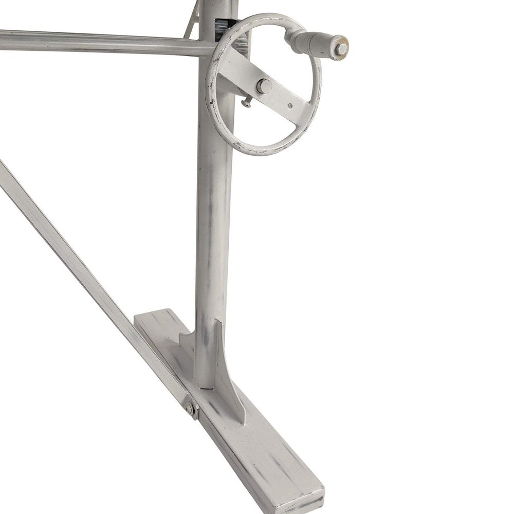 Adjustable Light Gray and Charcoal Solid Wood and Iron Trestle Standing Desk HomeRoots