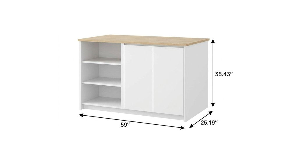 25" White Wood Kitchen Island — view 5