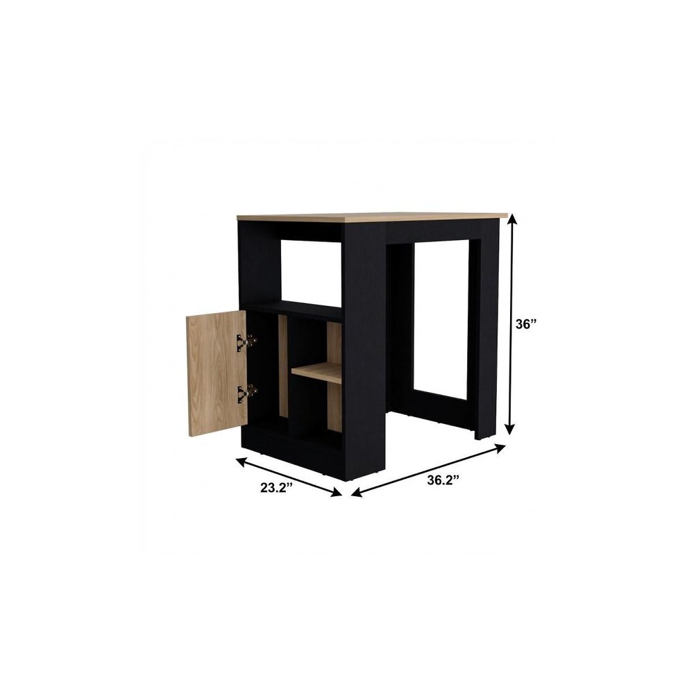 23" Black Wood Kitchen Island — view 3