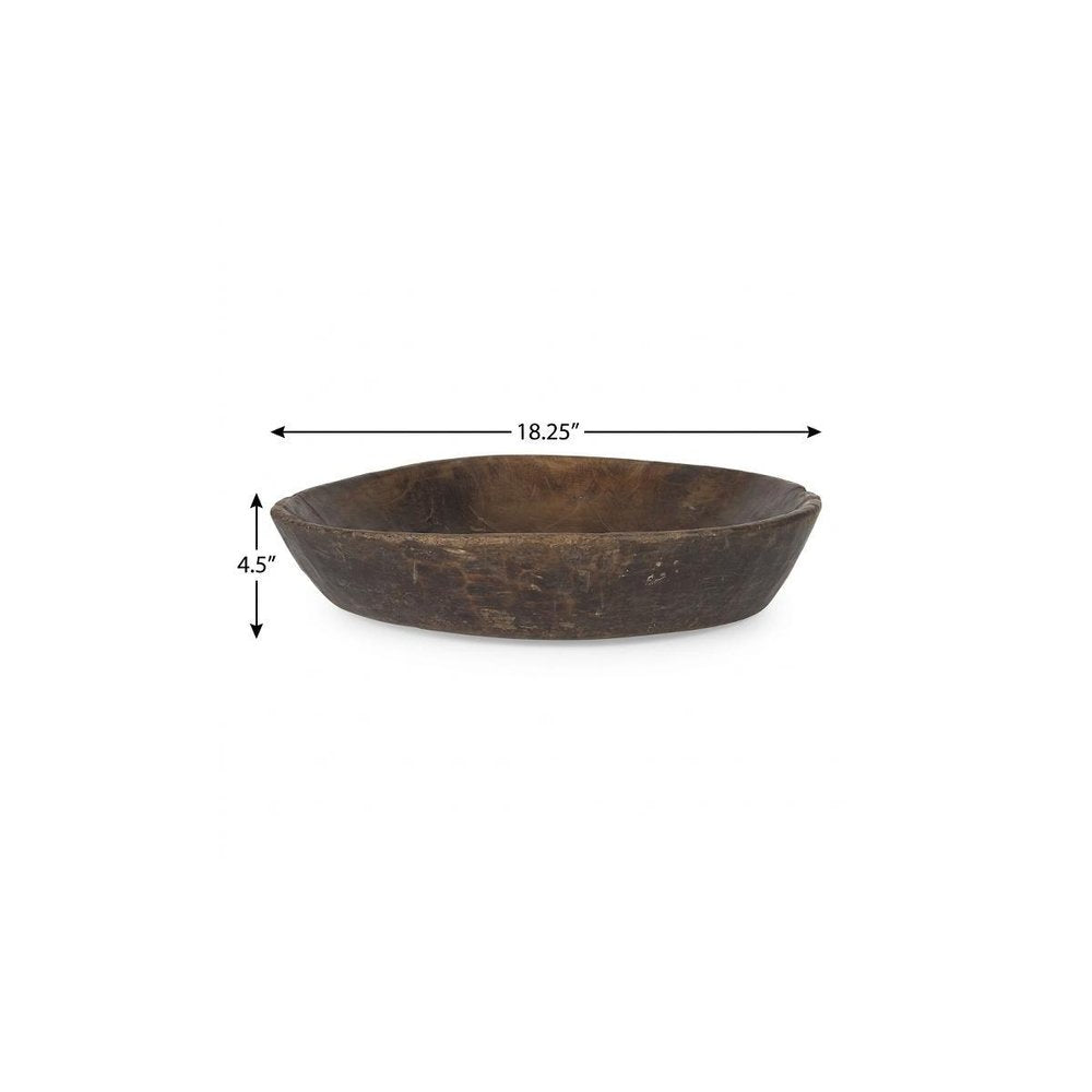 Set of Two Brown Solid Wood Round Centerpiece Bowl — view 11