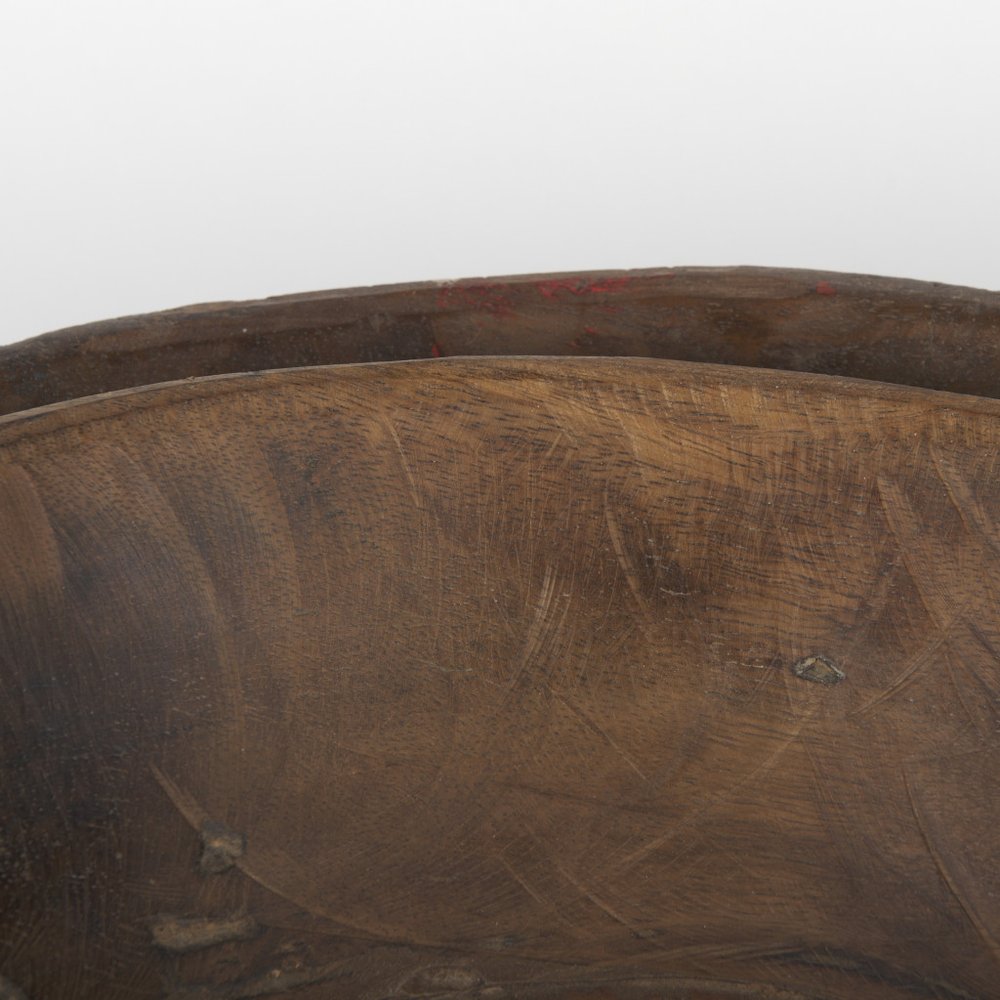 Set of Two Brown Solid Wood Round Centerpiece Bowl — view 5