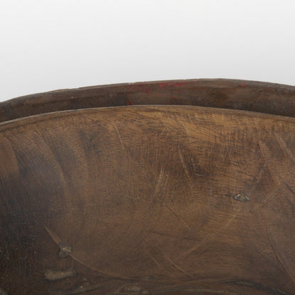 Set of Two Brown Solid Wood Round Centerpiece Bowl
