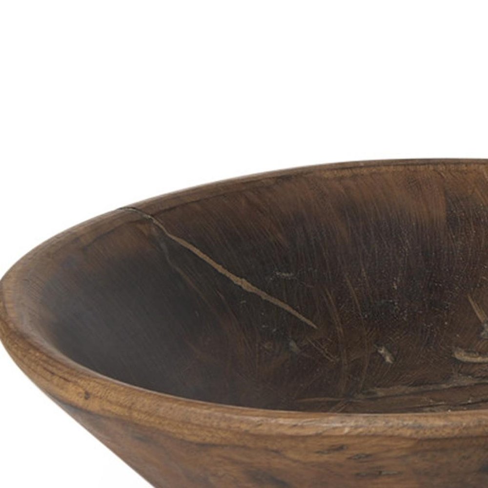 Set of Two Brown Solid Wood Round Centerpiece Bowl — view 8