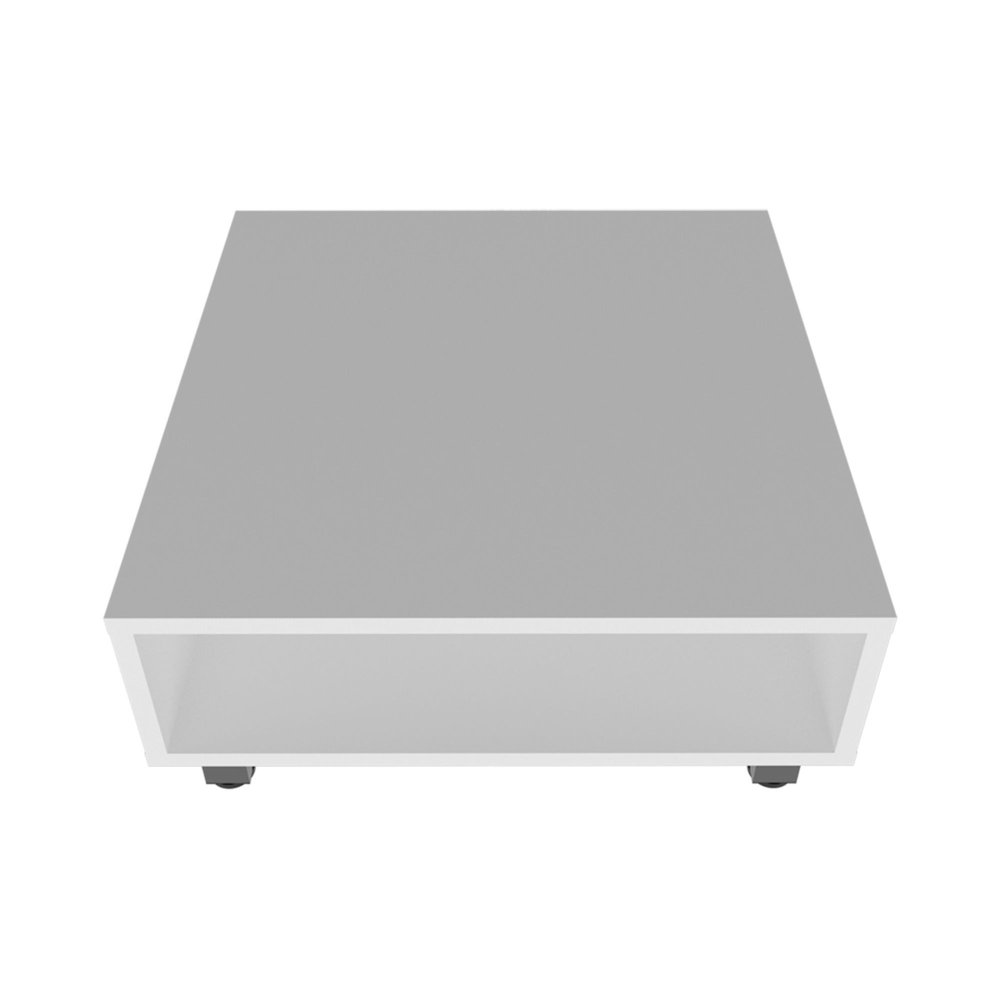 30" White And Silver Wood Square Coffee Table