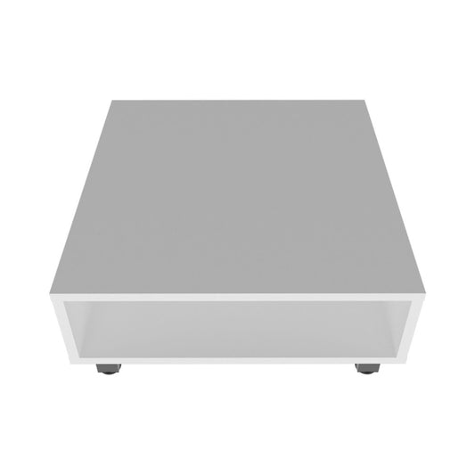 30" White And Silver Wood Square Coffee Table