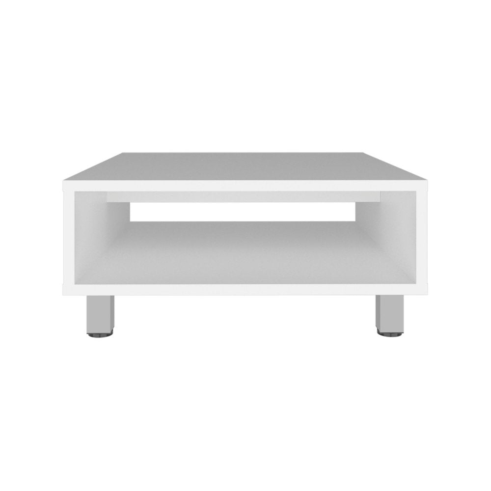 30" White And Silver Wood Square Coffee Table — view 2
