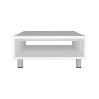30" White And Silver Wood Square Coffee Table