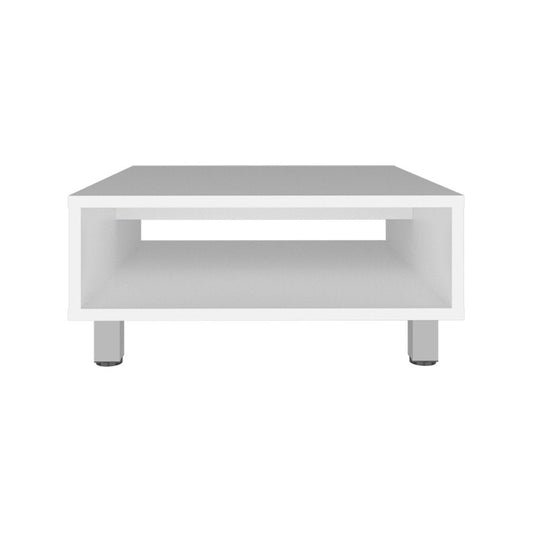 30" White And Silver Wood Square Coffee Table