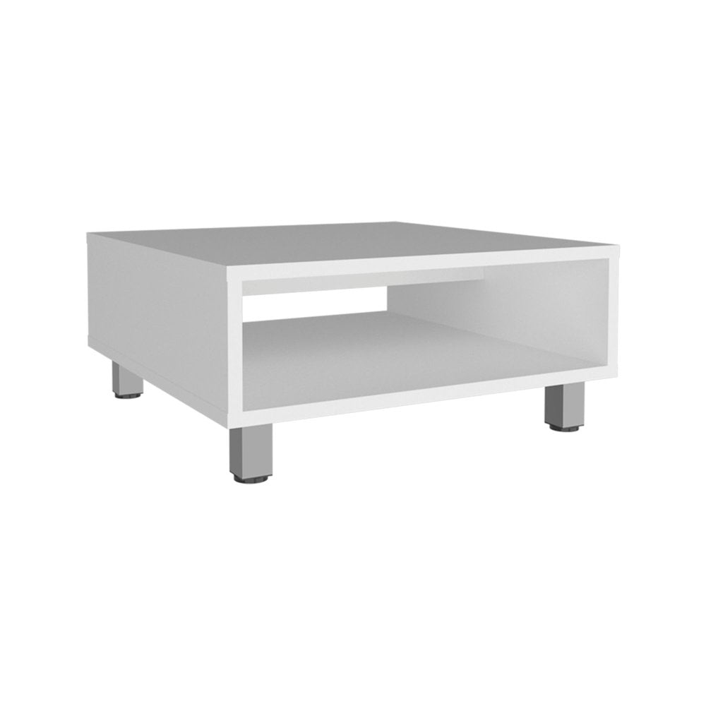30" White And Silver Wood Square Coffee Table — view 3