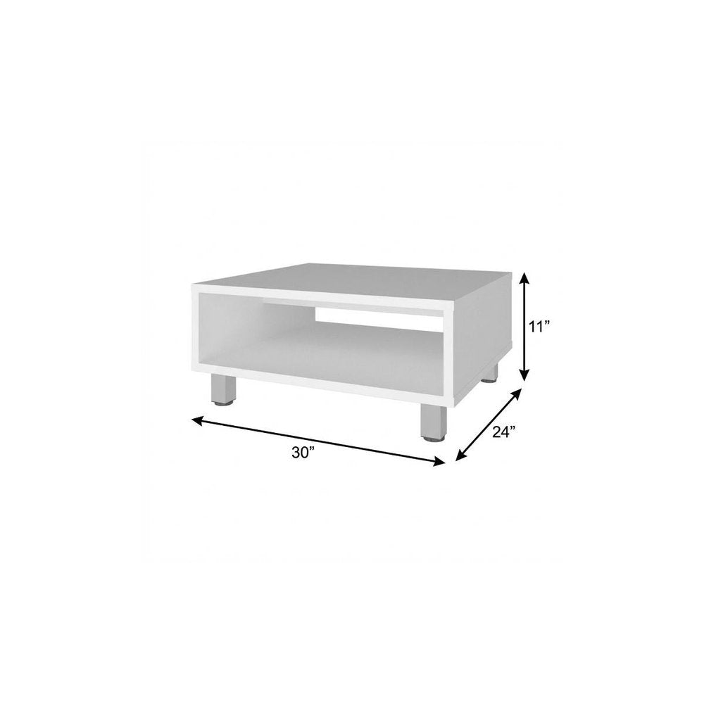 30" White And Silver Wood Square Coffee Table HomeRoots