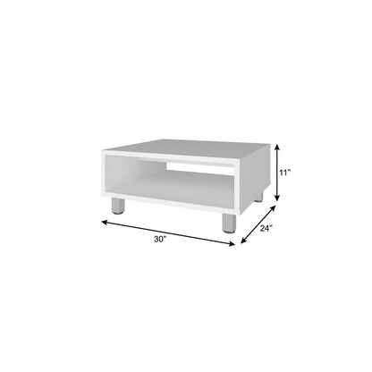 30" White And Silver Wood Square Coffee Table HomeRoots