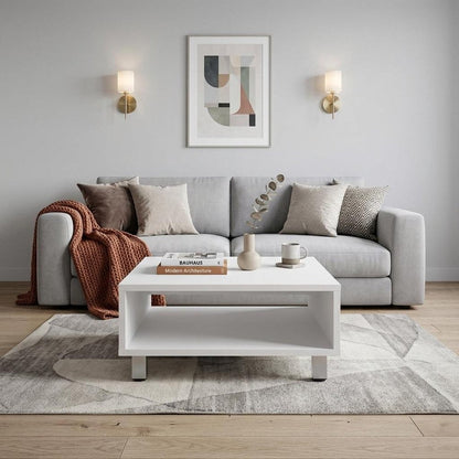 30" White And Silver Wood Square Coffee Table HomeRoots