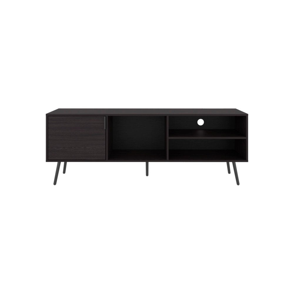 63" Black Wood Enclosed and Open Storage Entertainment Center — view 1