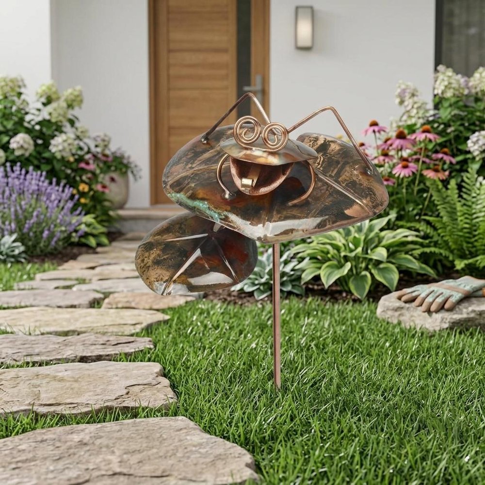 5" Copper Frog Garden Stake — view 3