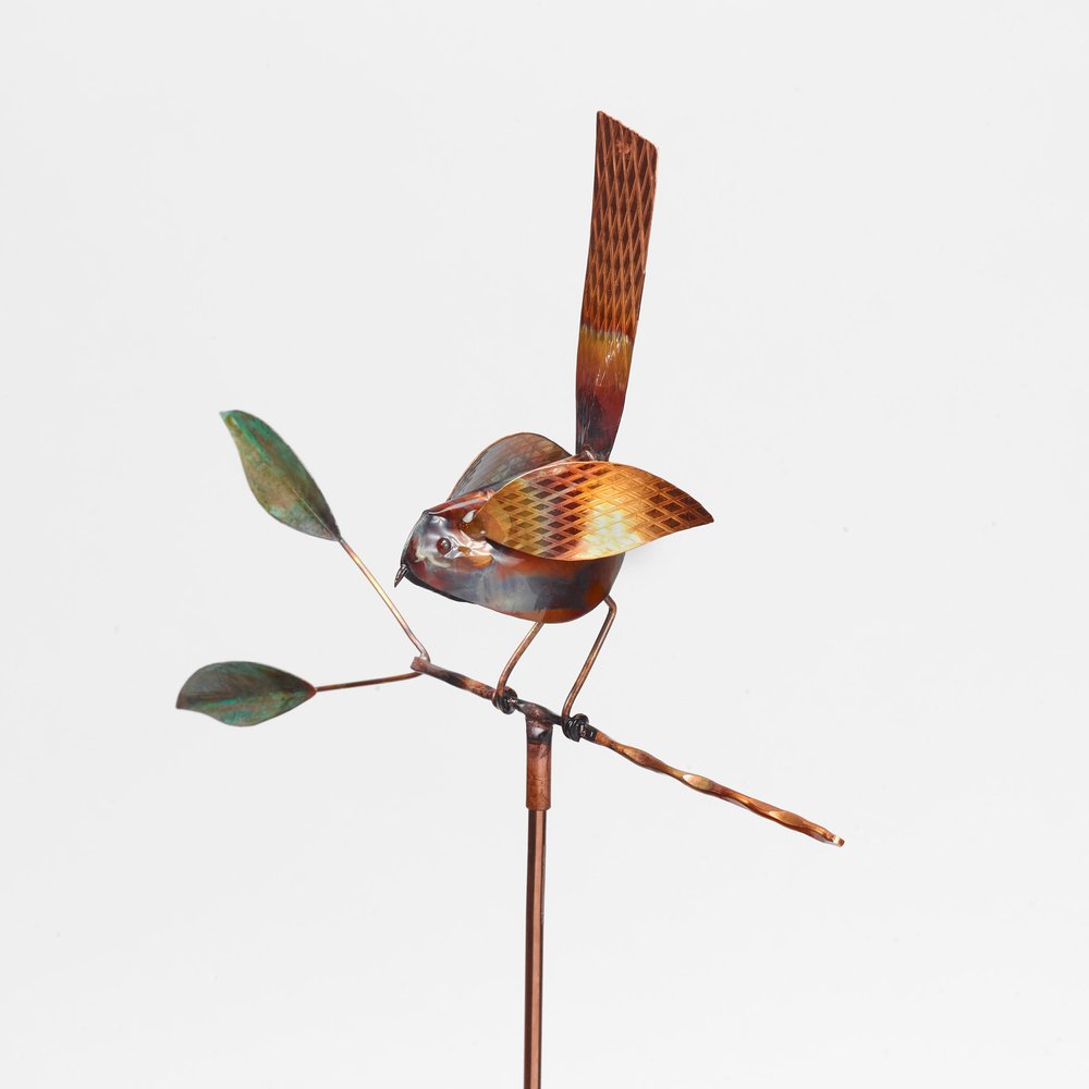 10" Copper  Birds Garden Stake — view 2