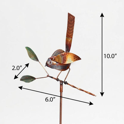 10" Copper  Birds Garden Stake