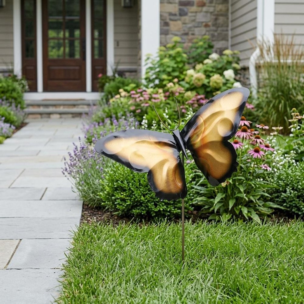 7" Yellow Copper Insect Garden Stake — view 4