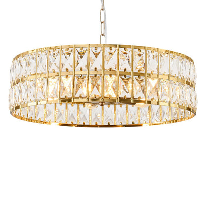 Black Kitchen Island Six Light Crystal and Rope Beveled Glass Flush Chandelier With Gold Shades