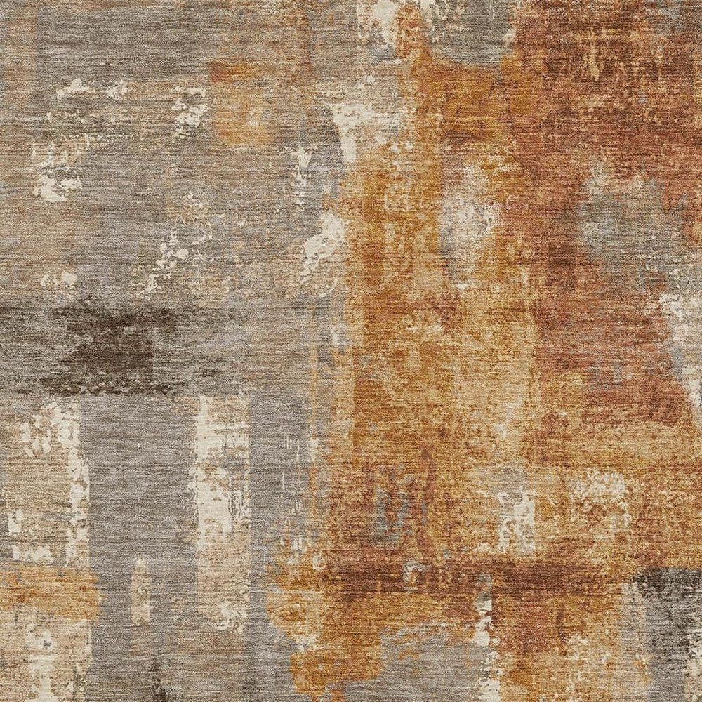 5' X 8' Taupe And Gray Abstract Washable Indoor Outdoor Area Rug — view 3
