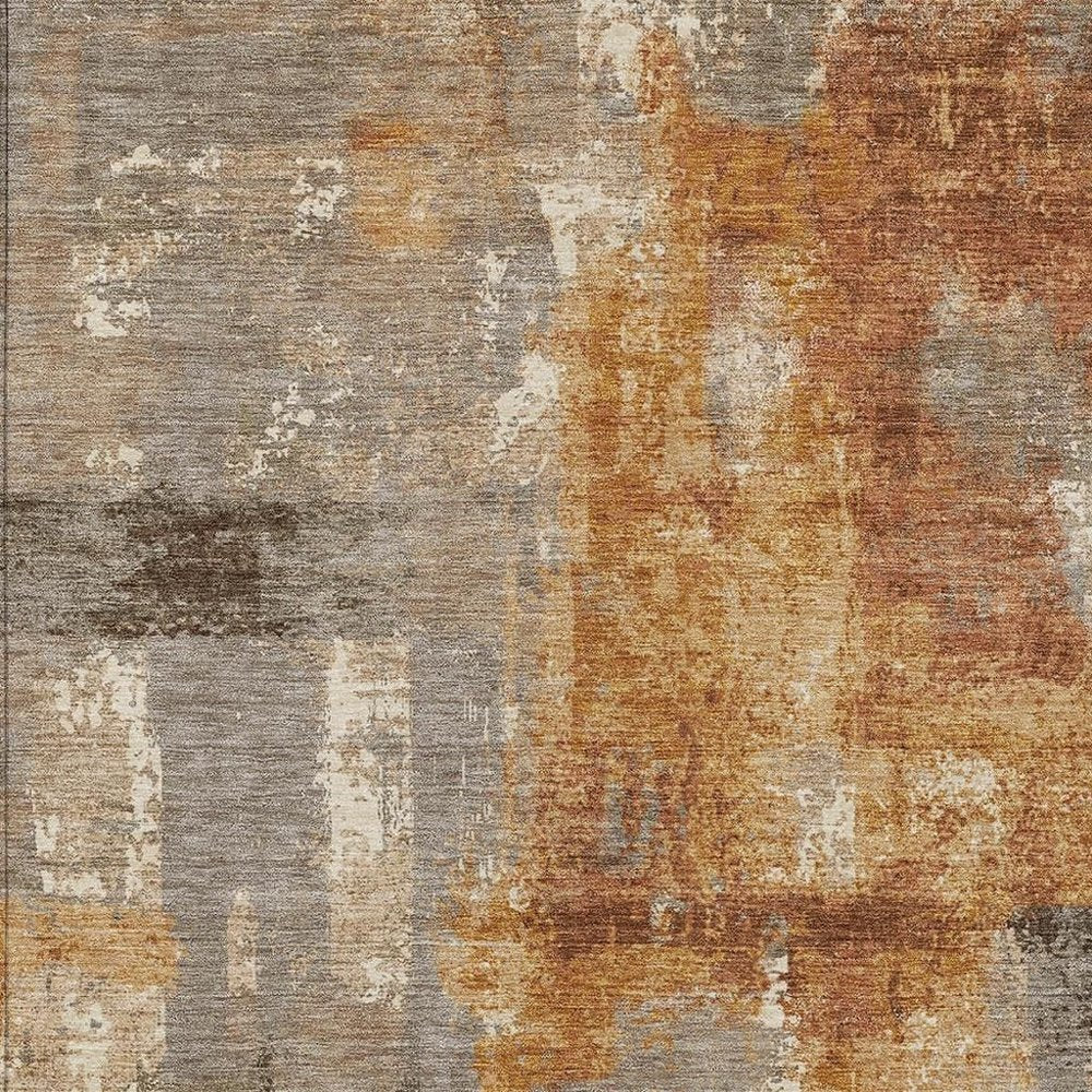 8' X 10' Taupe And Gray Abstract Washable Indoor Outdoor Area Rug — view 4