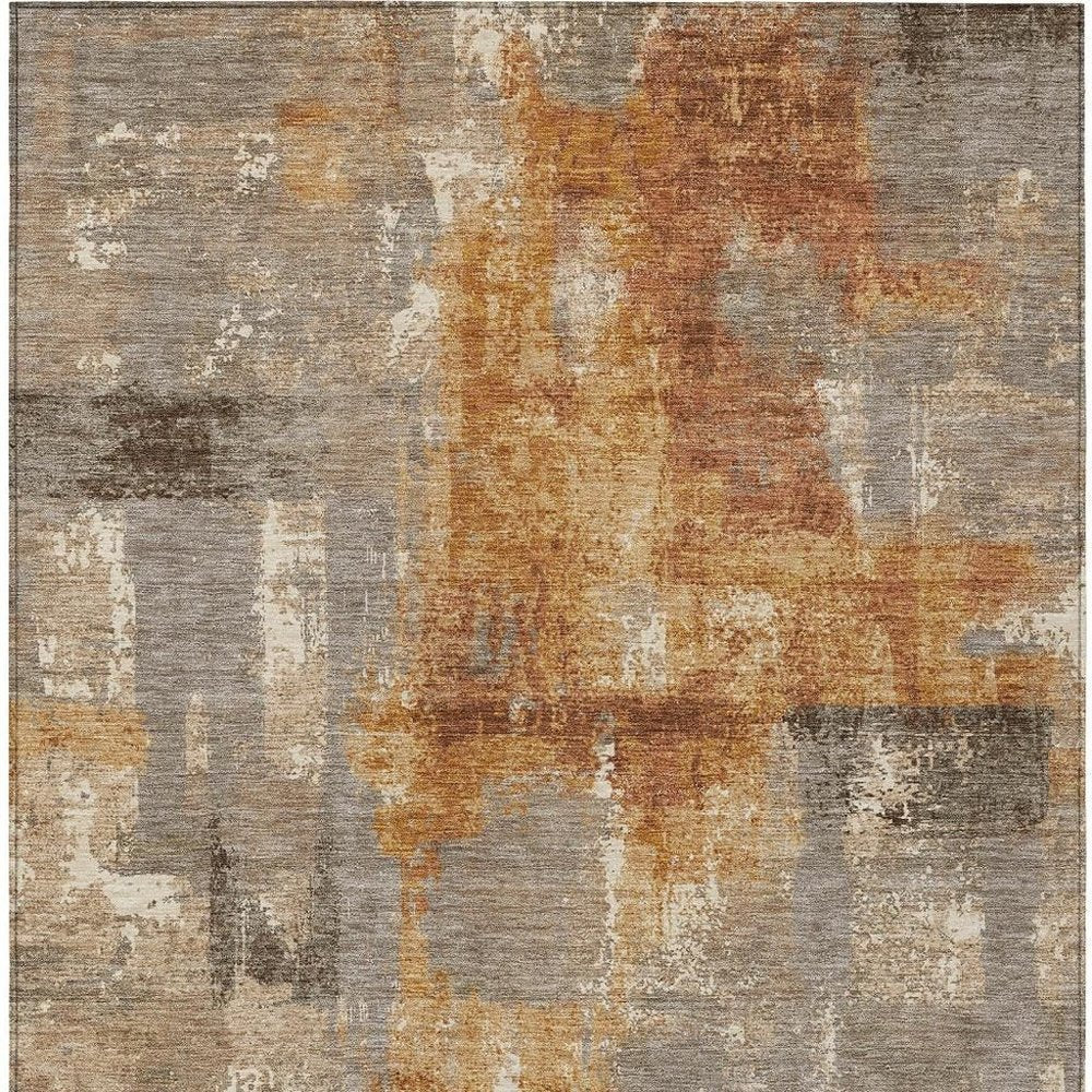 8' X 10' Taupe And Gray Abstract Washable Indoor Outdoor Area Rug — view 5
