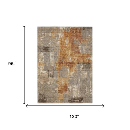 8' X 10' Taupe And Gray Abstract Washable Indoor Outdoor Area Rug HomeRoots