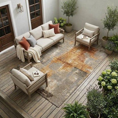 8' X 10' Taupe And Gray Abstract Washable Indoor Outdoor Area Rug HomeRoots